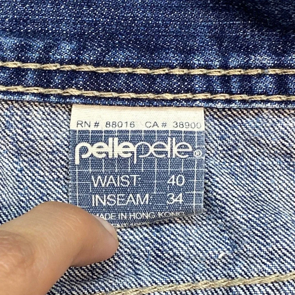 Pelle Pelle Baggy Jeans Sz 40 Mens Blue Streetwear Wide Leg Marc Buchanan